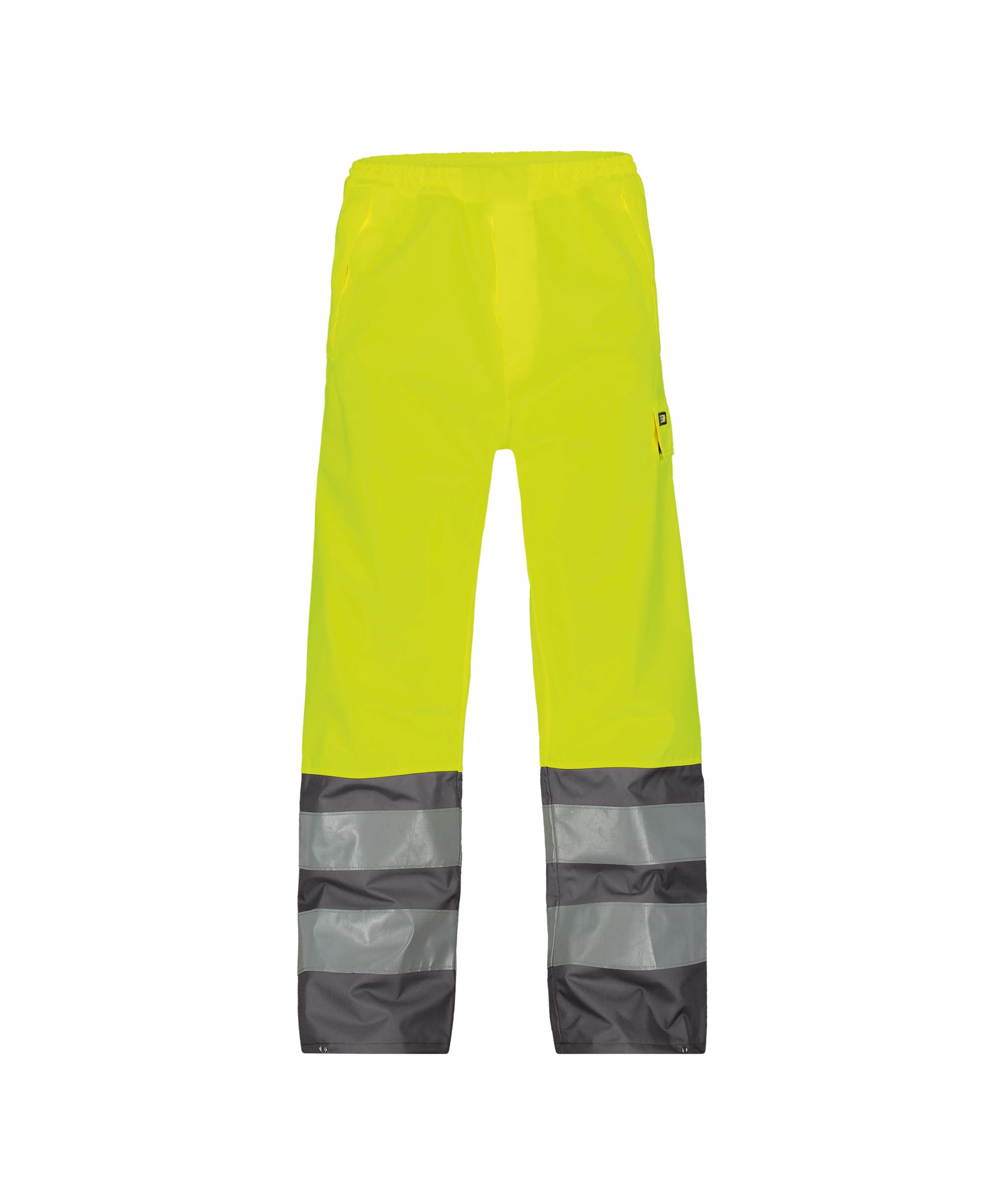 Dassy 200881-6941-3XL Sola Pantalones de trabajo impermeables de alta visibilidad, 200 G/M2, color amarillo fluorescente/gris cemento, talla 3XL