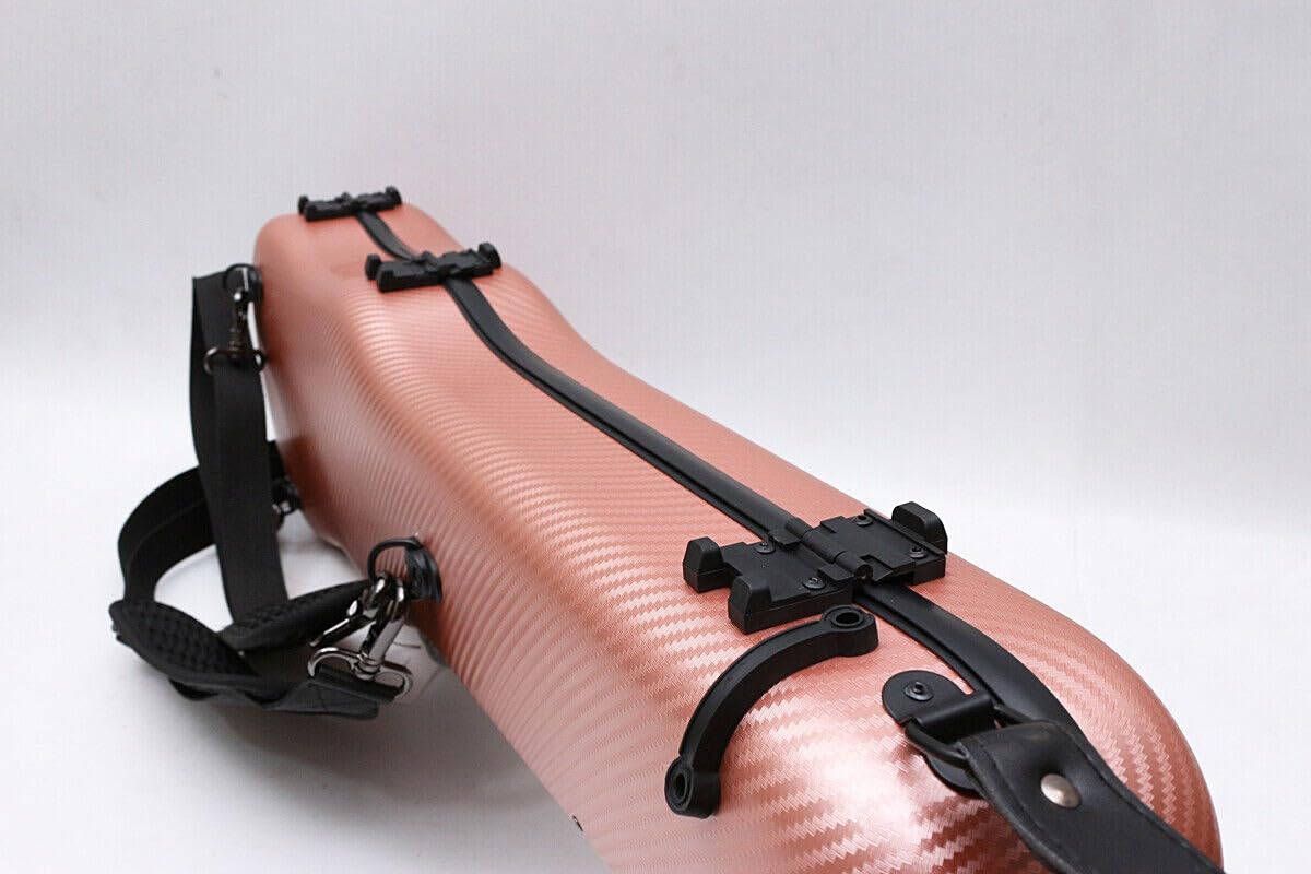 4/4 Violinenkoffer in voller Größe, Kohlefaser, leicht, bunt, mit starkem Gurt, Violinentasche (Roségold)