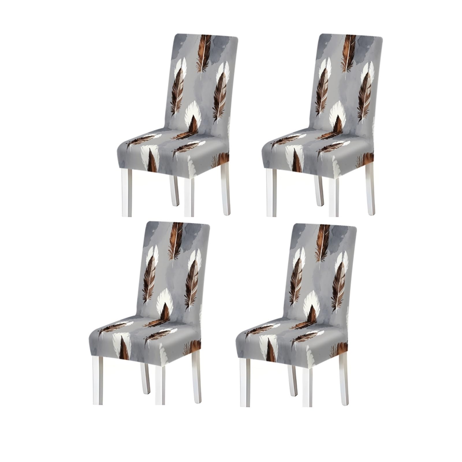 BOSUYBN Watercolor Feather Pattern Print Dining Chair Covers Set Of 2/4/6, Stretch Slipcovers For Kitchen Dining Room Furniture Protectors for Home Dining Room(4PCSChair cover)