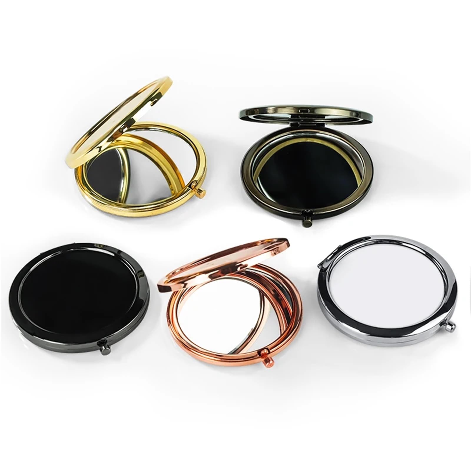 Mini specchio per il trucco, 5/10 pezzi, 57 mm, portatile, pieghevole, compatto, in acciaio inox, per trucco e cosmetici (bronzo antico, 10 pezzi)