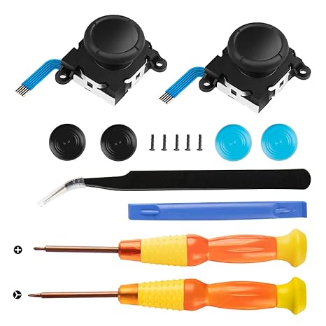 Joycon Joystick Replacement for Nintendo Switch, Joycon Repair Tool Kit for Switch Joycon Controller with 2 Joystick Analog Thumb Sticks, Tri-Wing, Cross Screwdriver and 4 Thumbstick Caps