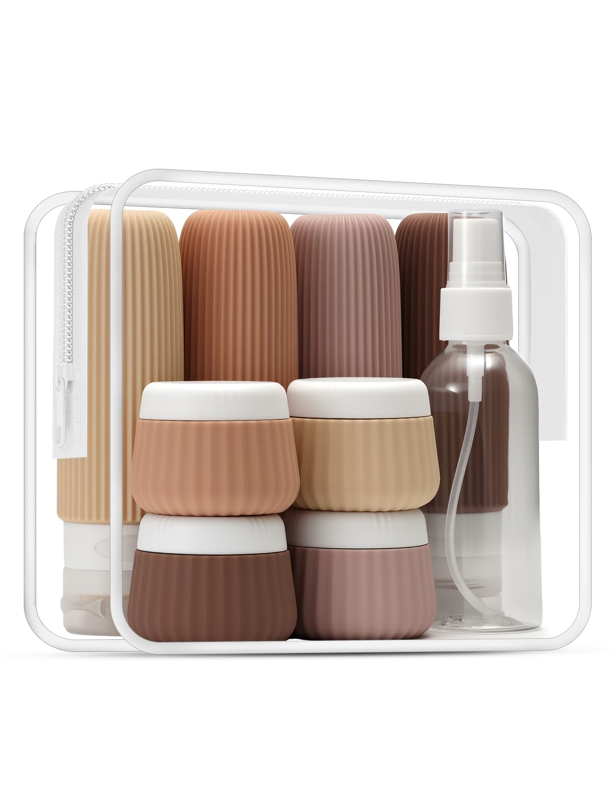 Reiseflaschen Zum Befüllen 9 Stück,Reiseset Zum Befüllen 90+30 ml Silikon Reiseflaschen Auslaufsicher TSA Handgepäck,Reise Kosmetik Behälter für Shampoo Lotion,Travel Essentials Set für Damen Herren