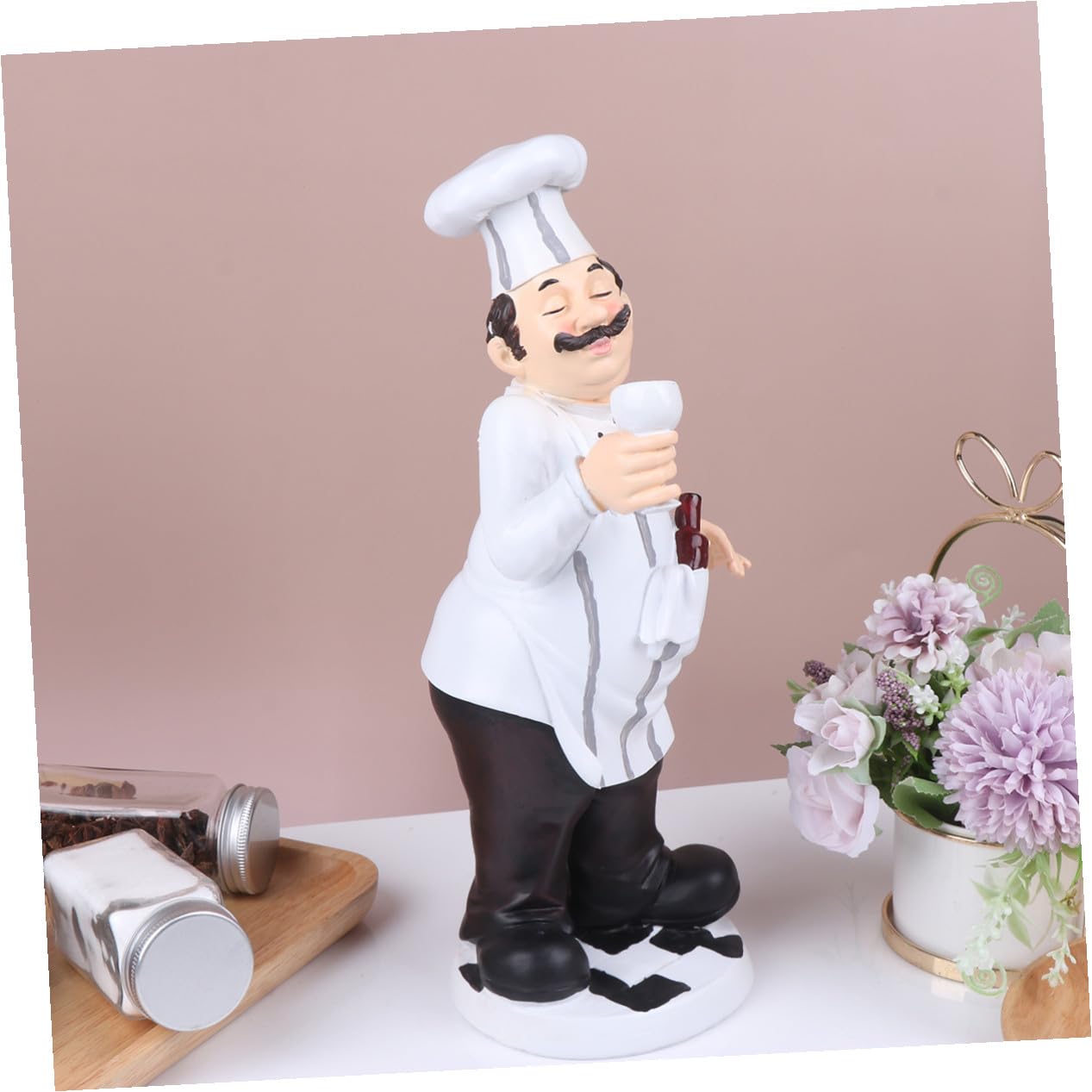 TOYANDONA Statuetta in Resina Chef Europeo, Ornamento da Cucina Stabile e Decorativo per Casa, Bistrot e Pasticceria, Figura da Collezione Divertente per Arredamento Tavolo