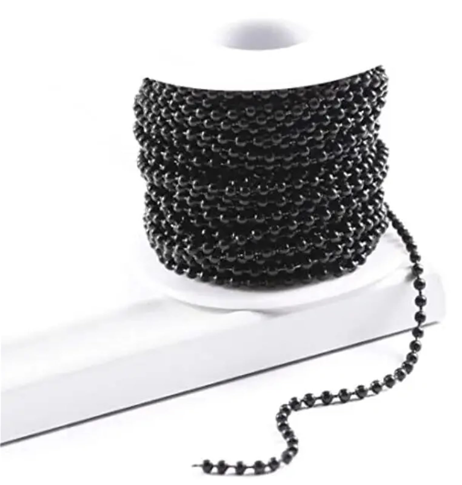 Łańcuszki kulkowe, Łańcuszek kulkowy 5 metrów 3mm 4mm platerowane czarne koraliki ze stali nierdzewnej(3mm Wide)