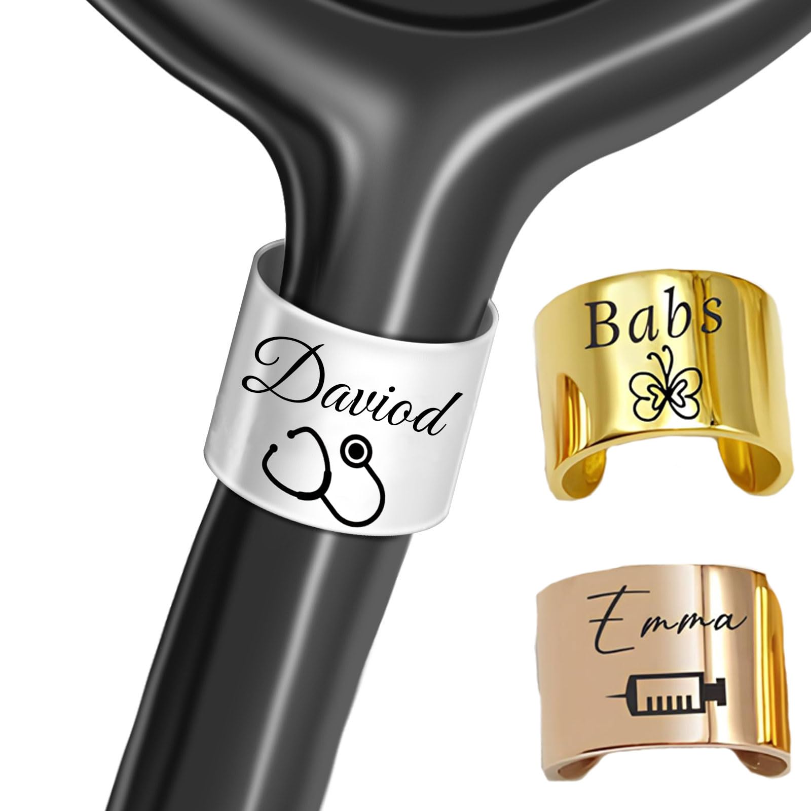 CCZUIML Custom Stethoscope Name Tag, Personalized Birthstone Stethoscope Engraved Stethoscope ID Charm Accessories,Nurses Week Gift, Graduation Gift for Doctor Nursing Student