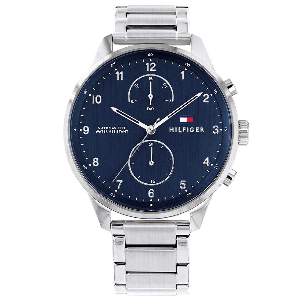 Tommy Hilfiger CHASE Men's Watch, Analog Silver / Blue