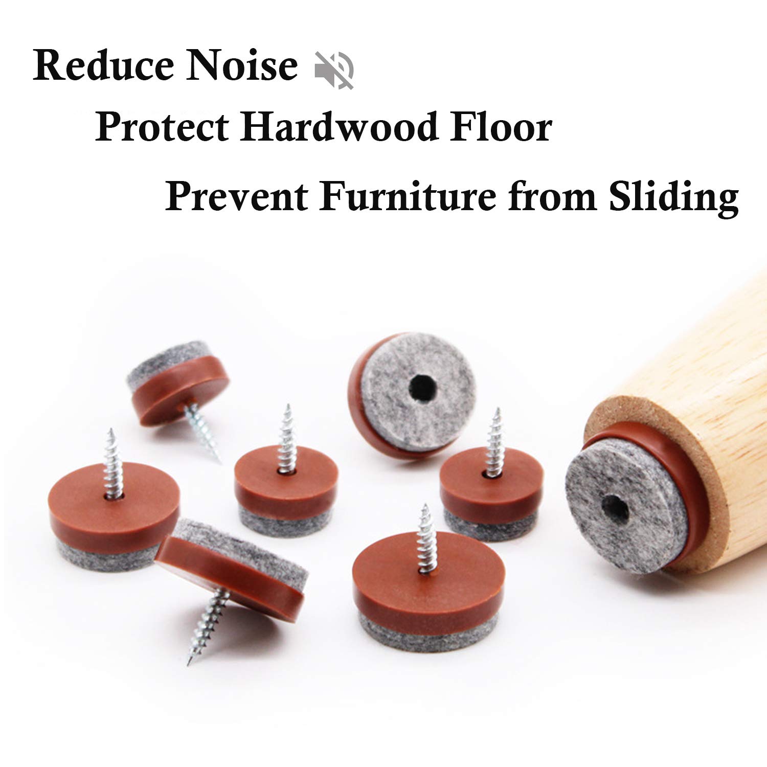 60 almohadillas de fieltro para muebles, sillas y mesas, de 3,8 cm, color marrón, para patas de madera, 60 unidades