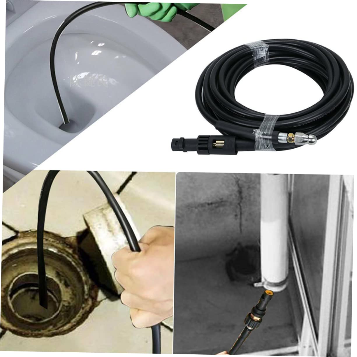 Hemobllo 15m Tapón De Limpieza De Manguera Para Aguas Residuales Manguera De Drenaje De Limpieza De Automóviles y Desatascador De Tuberías