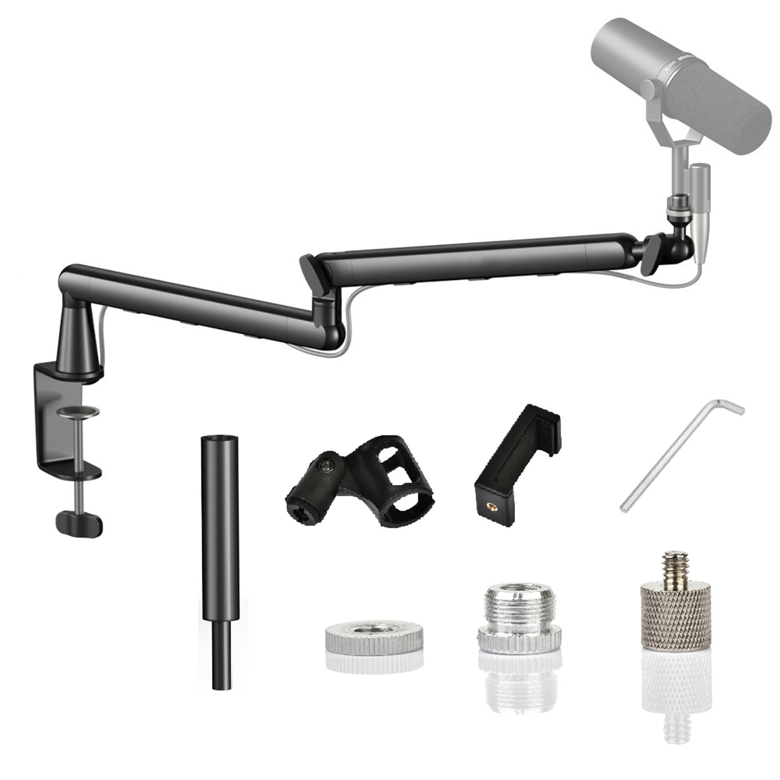 Soporte Brazo Micrófono Mesa - Ajuste Multidireccional Plegable Metal, para Blue Yeti, Snowball iCE, HyperX QuadCast,SoloCast,Elgato Wave