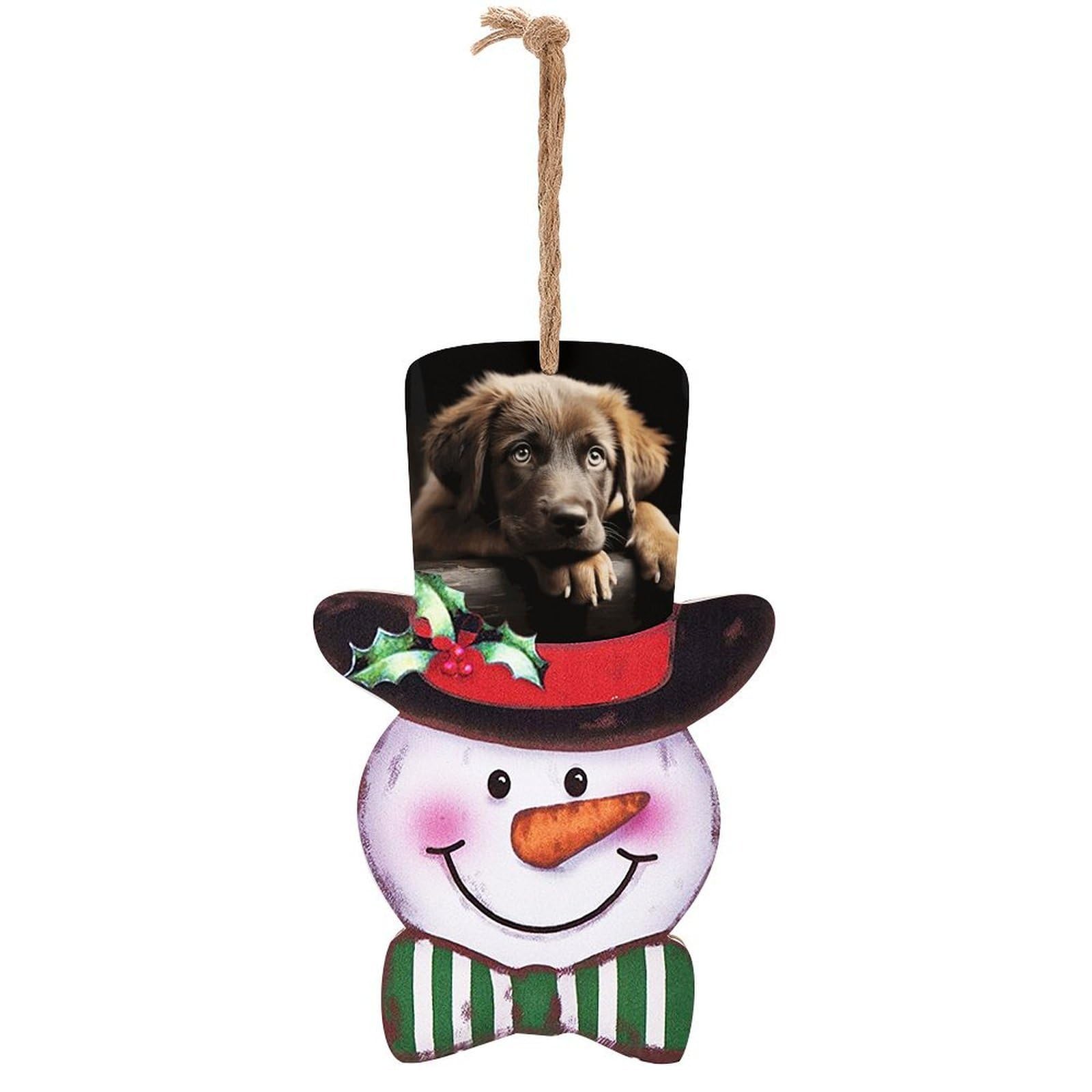 Puppies Dog Snowman Decor Christmas Snowmans Hanging Decors Wooden Exquisite Holiday Decoration Sign for Home Window Wall Farmhouse Indoor Outdoo