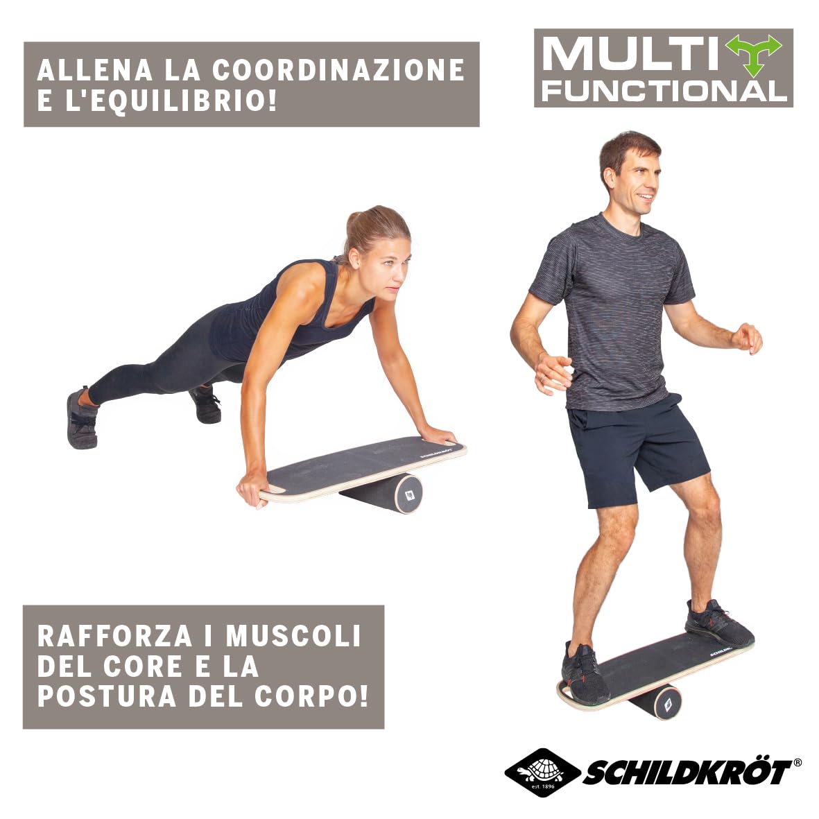 Schildkröt Balance Board, Tavola per Equilibrio in Vero Legno, Superficie Antiscivolo, Istruzione Incluse, 960243