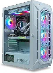 ViprTech Ghost 4.0 Liquid-Cooled PC - AMD Ryzen 7 (16-LCore 4.4Ghz), RTX 4060 Ti 8GB, 32GB DDR4 3200, 1TB NVMe SSD, VR-Ready, Streaming, WiFi, RGB, Win 11, Gaming Desktop Computer White