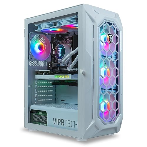 ViprTech Ghost 4.0 Liquid-Cooled PC - AMD Ryzen 7 (16-LCore 4.4Ghz), RTX 4060 Ti 8GB, 32GB DDR4 3200, 1TB NVMe SSD, VR-Ready, Streaming, WiFi, RGB, Win 11, Gaming Desktop Computer White - RTX 4060 Ti | 32G | 1T - White