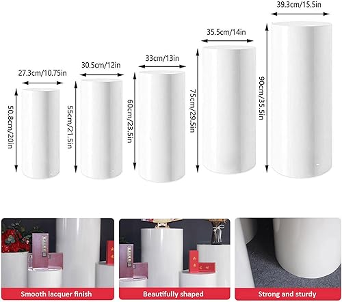 Miniatura 7 de HM&DX Soporte redondo para decoración de eventos, soporte de pedestal de cilindro de metal, 5 piezas, soportes cilíndricos para fiestas, pilares de