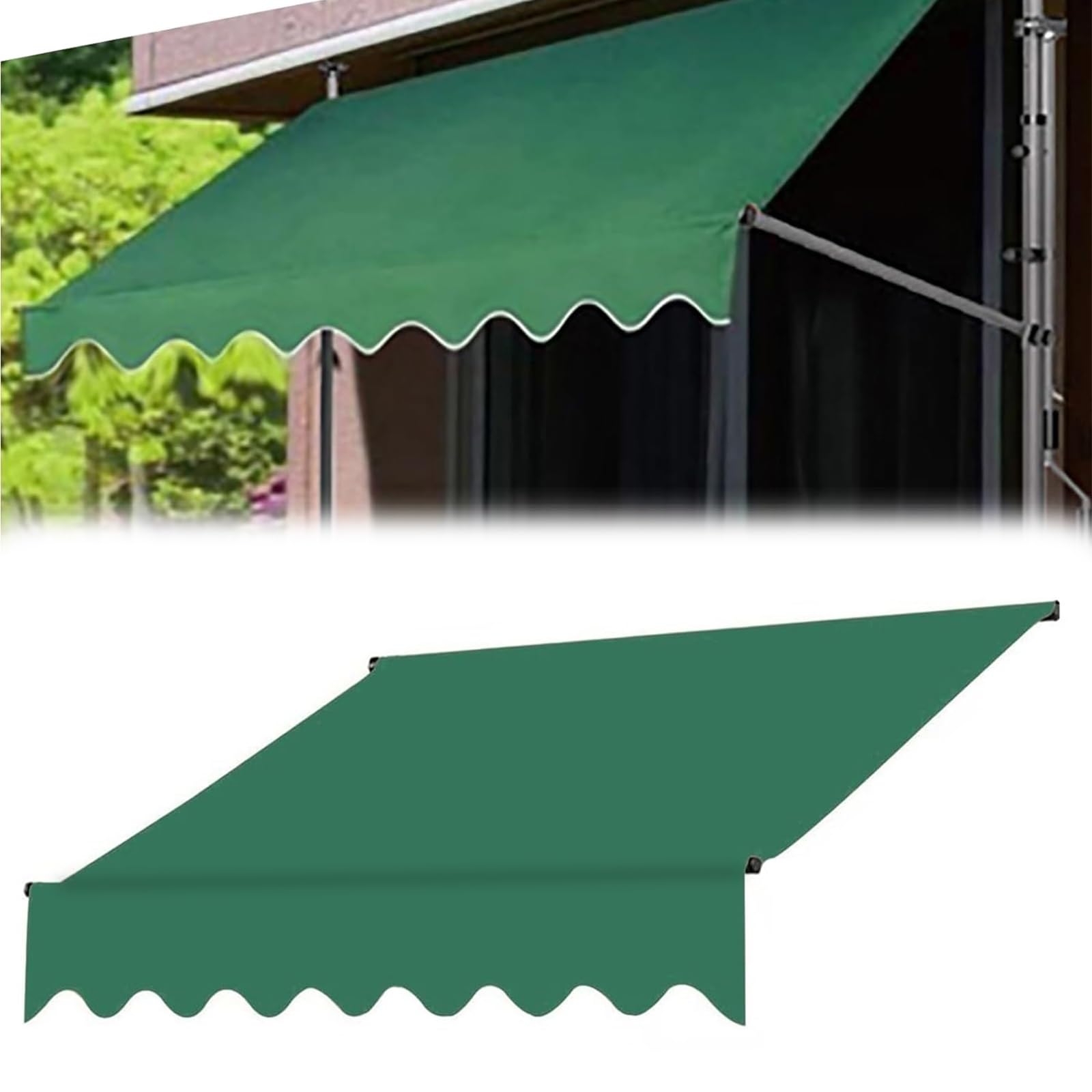 Outdoor Waterproof Garden Patio Awning Canopy Replacement Fabric AntiUV Top Cover MultiStripe Design Green 300cm