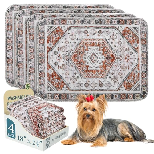 Image of Homimp Washable Pee Pads for Dogs, 4 Pack Reusable Puppy Pads Waterproof,Absorbent and Leakproof Dog Pee Pads,Non Slip Puppy Training Pads, Pet Mat for Floor, Crate, Couch, Whelping, Brown 18 inchx24 inch
