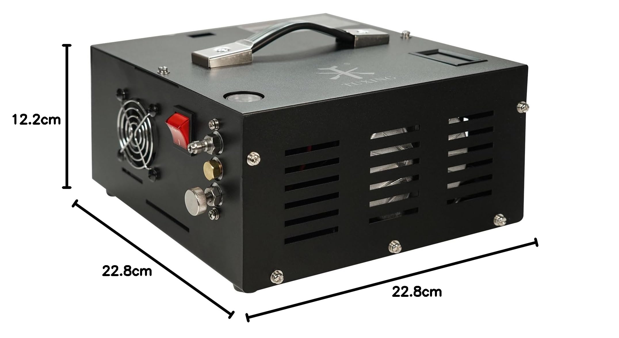 TUXING 4500Psi Pcp Compresor de Aire,Convertidor de potencia incorporado,Gran separador de agua y aceite,Arranque con un botón,Alimentado por 220v Ac o 12v Dc,Disco de explosión para Paintball/Scuba