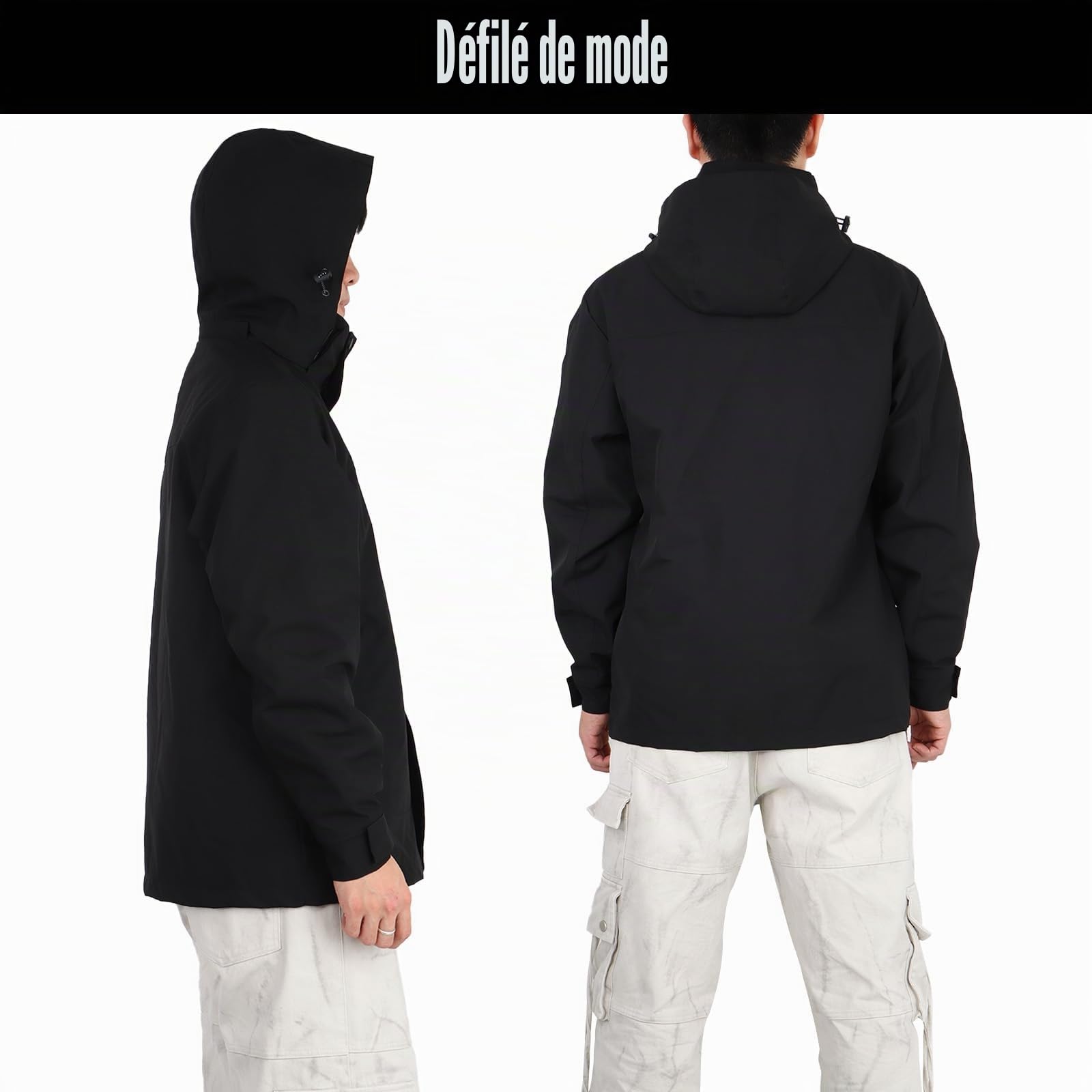 Trench Coat d’extérieur Imperméable léger pour Hommes Veste de Pluie Veste à Capuche de Trekking Coupe-vent pour la Randonnée et les Sports de Montagne