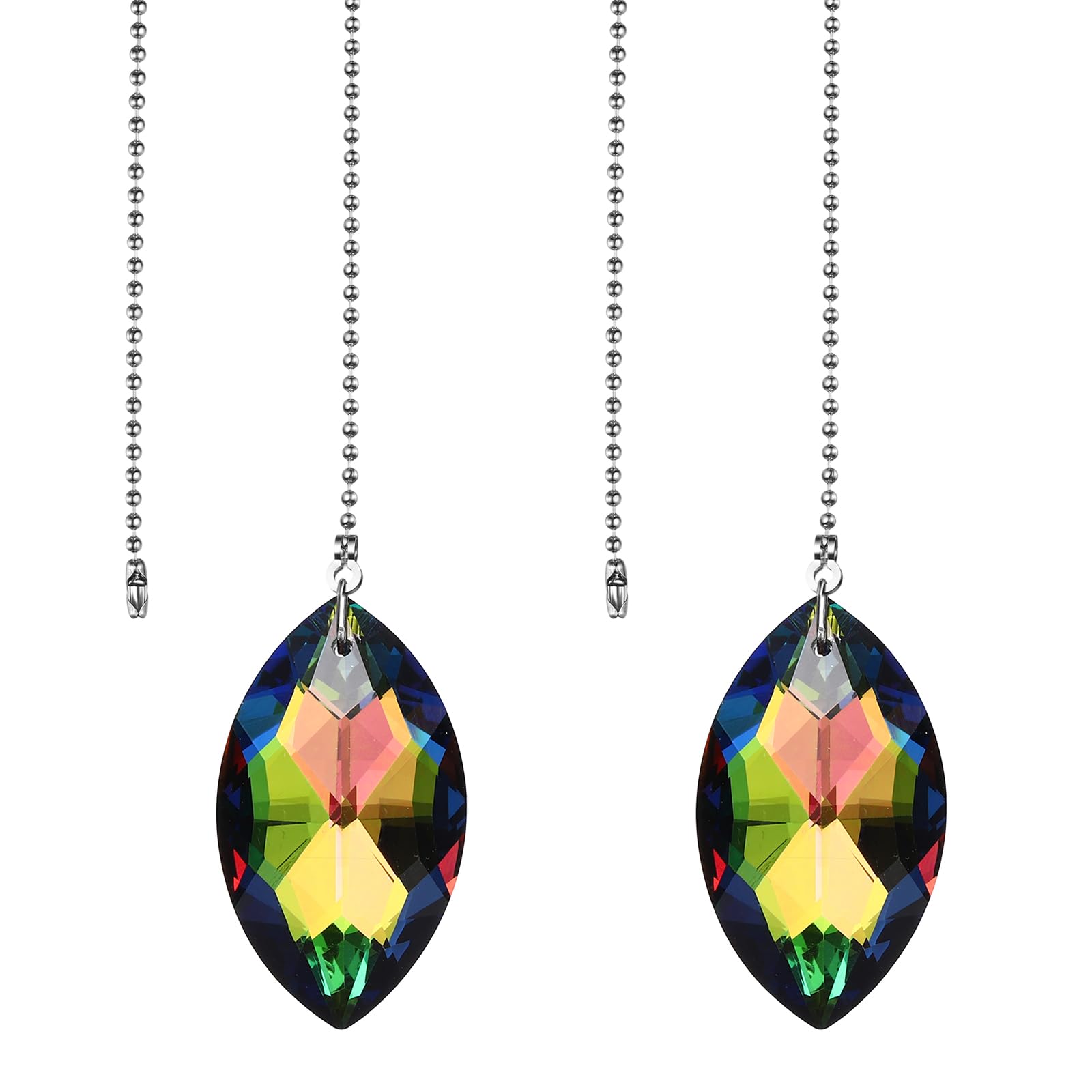 PATIKIL 2 Pcs Crystal Ceiling Fan Pull Chain Extender, 20 Inch Decorative Crystal Pendants Ornament Light Chain for Light Lamp Ceiling Fan, Horse-Eye Pattern