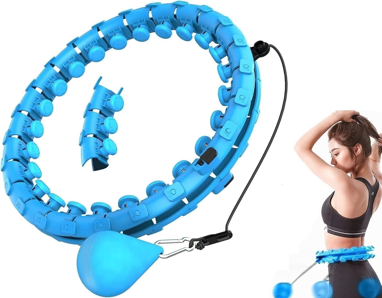 Smart Hula Hoop | Weighted Fitness Hoop for Adults | Infinity Waist Exercise Hoop for Weight Loss & Body Workout | Slimming Hoop for Women-image-36