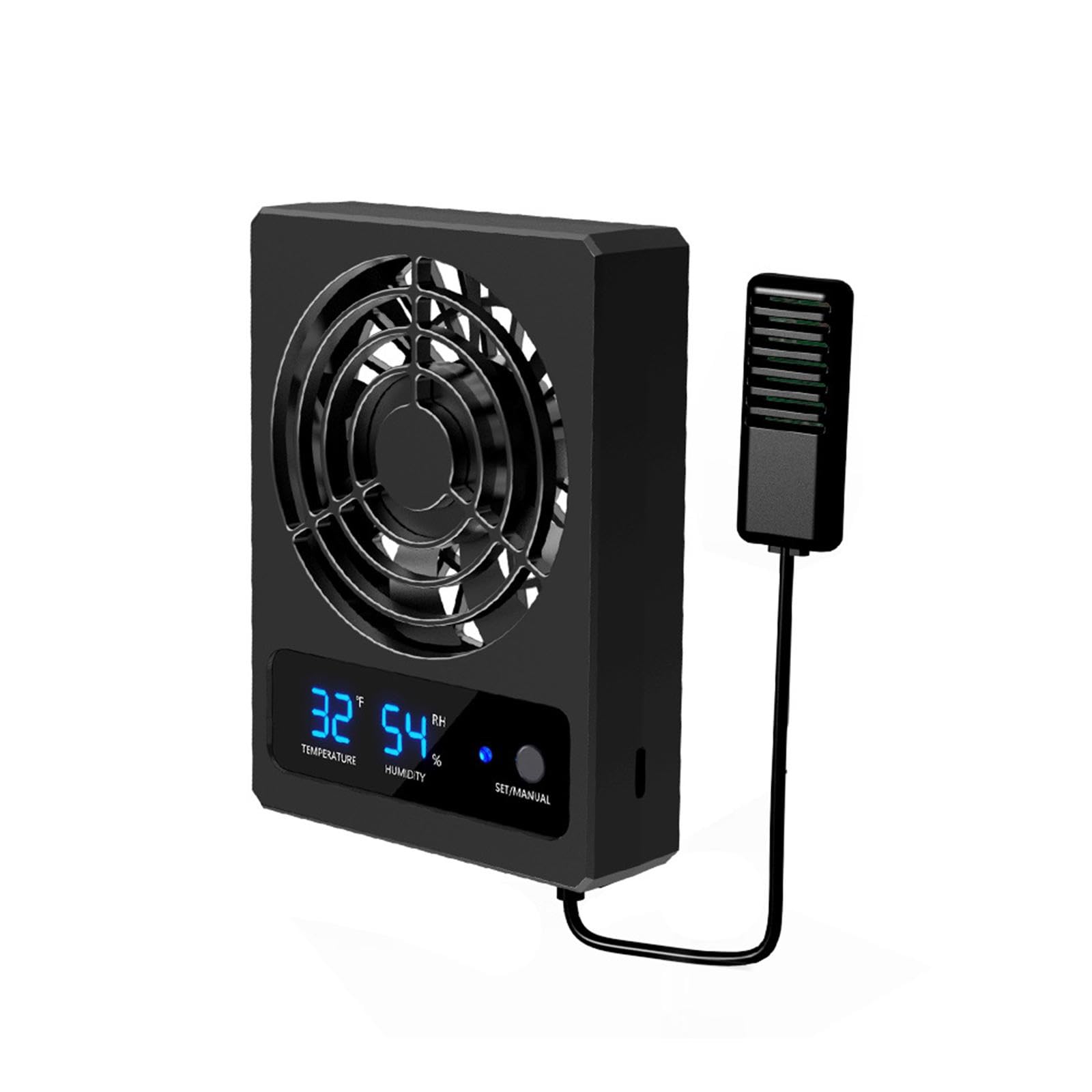 Ventilatore Silenzioso per Rettili con Morsetto di Montaggio, Termometro Digitale per Rettili E Terrari per Ambienti Umidi, Fahrenheit