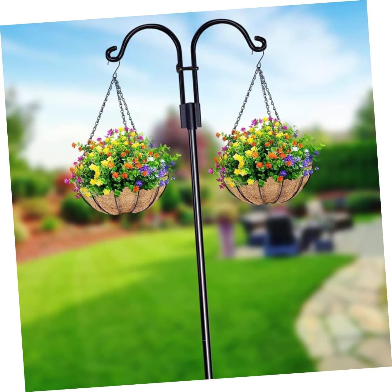 Mipcase Ground Shepherd Hook for Hanging Solar Lights Plant Hanger Detachable Outdoor Garden Decoration Elegant Support for Baskets Lanterns and Bird Feeders