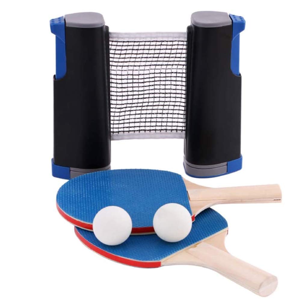 DFENCE 3 Ping Pong Balls, 2 Table Tennis Paddles, 1 Table Tennis Net Set, Instant Retractable Rack, Table Tennis Set for Kids Adults Game for School, Home, Sports Club, Office