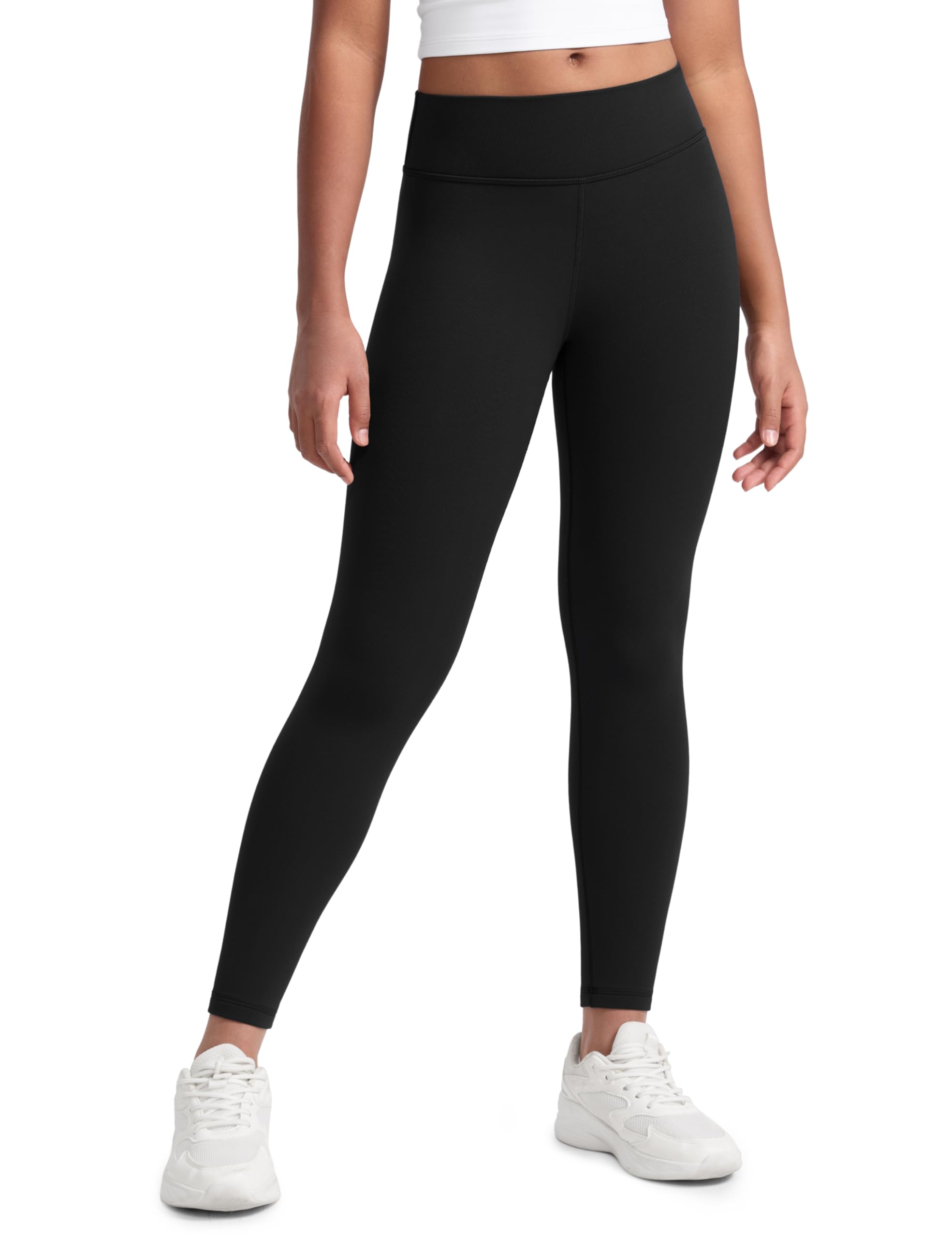 CRZ YOGA Girls Matte Thermal Fleece Lined Full Length Leggings - Casual Athletic High Waist Pants Winter Warm