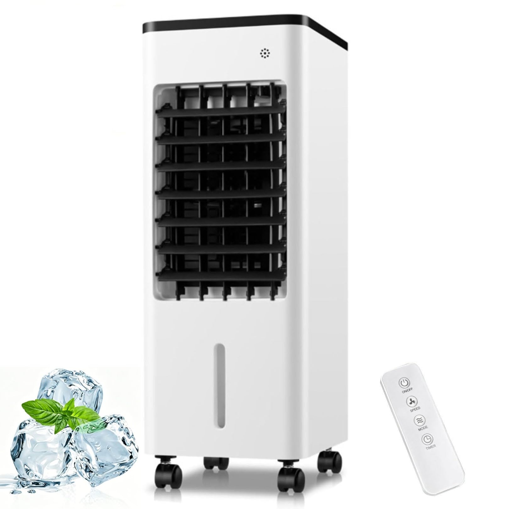 Aiutg Black Portable Evaporative Air Cooler 3-In-1 With Led Display, 3 Adjustable Fan Speeds & 7.5H Timer, 6L Personal Cooling Fan With Humidifying Function For Home, Office And Bedroom(Black)