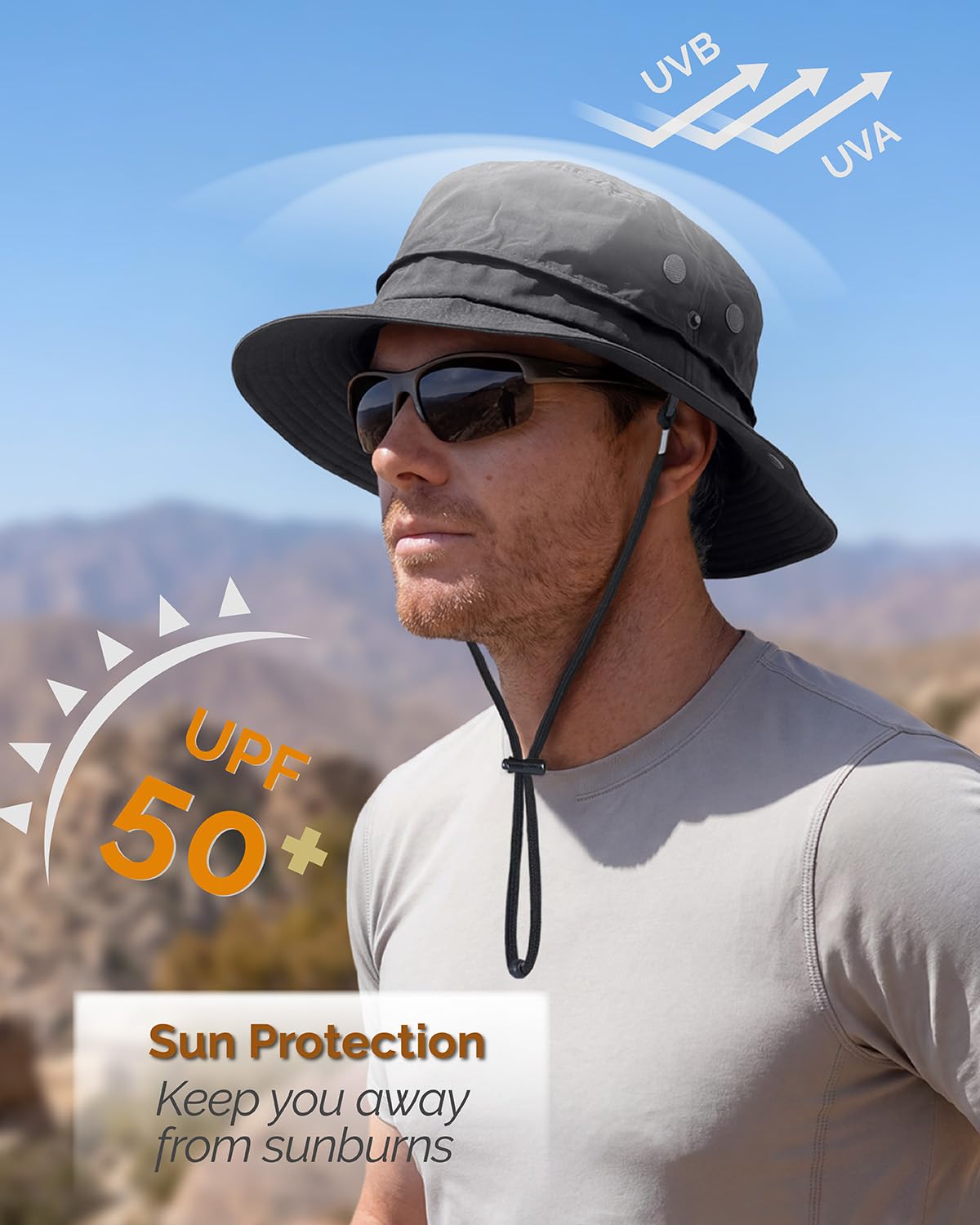 Hat Hut Mens Waterproof Bucket Rain Hat, UPF50+ Sun Hat, Wide Brim, Packable, All-Weather Outdoor Hiking Fishing Hats - 4