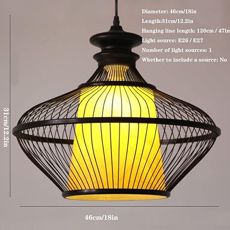 LQZCXMF LQZCXMF Handgeweven Bamboe Hanglamp Slaapkamer Eetkamer Hanglamp Handgeweven Bamboe Plafondlamp Natuurlijke Rieten Schaduw Weven Balkon Inn Decoratieve Lamp Bamboo Art Lamp photo 3