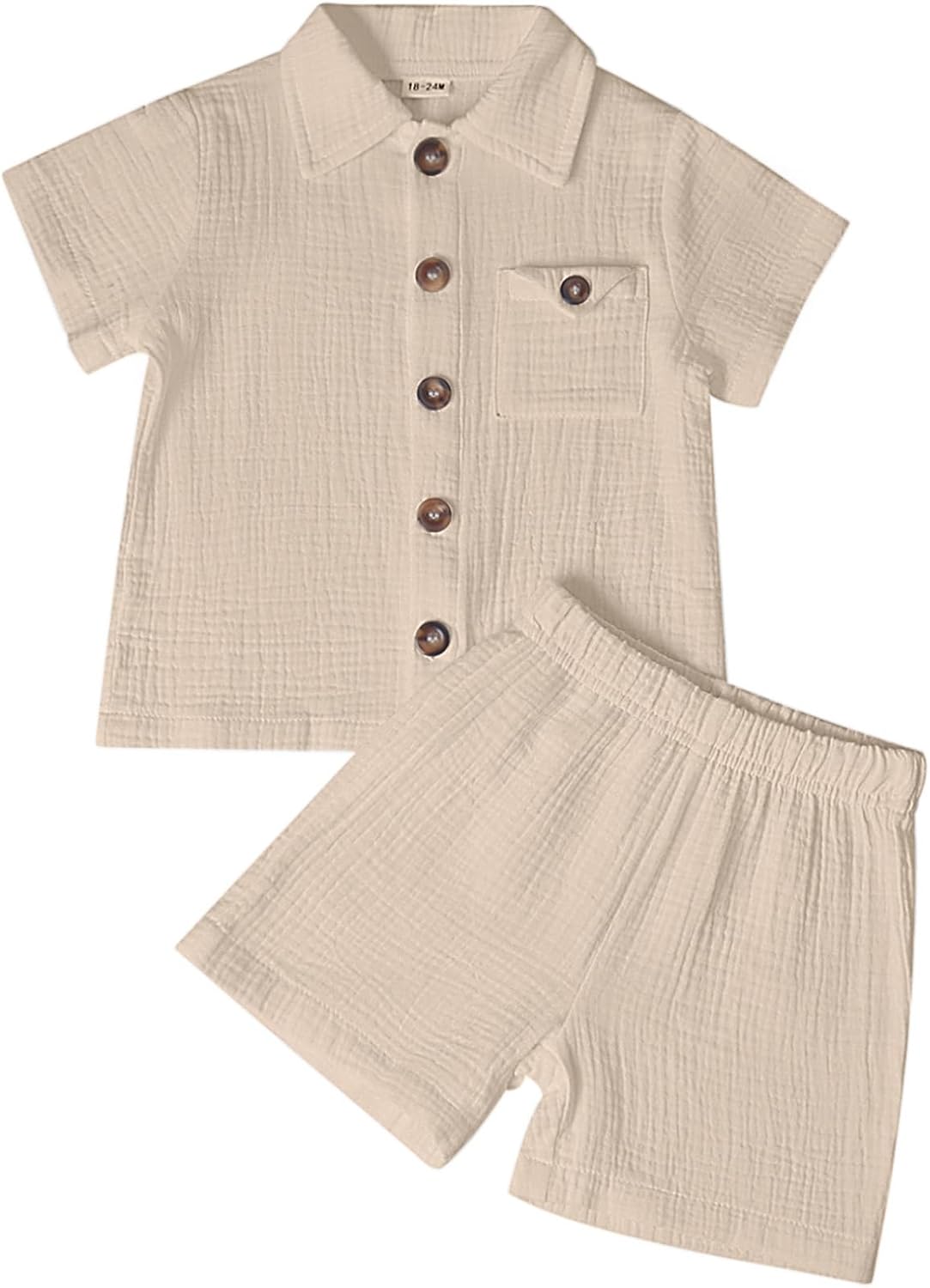 Baby Boy Summer Clothes 2PCS Set, Toddler Boys Cotton Short Sleeve Top Shorts Summer Outfits with Pocket