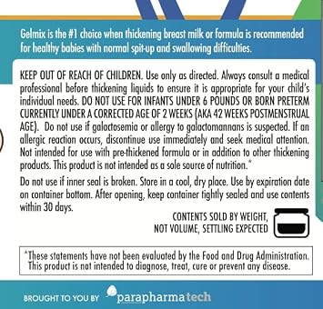 Gelmix Infant Thickener for Breast Milk & Formula, 4.4 oz Jar