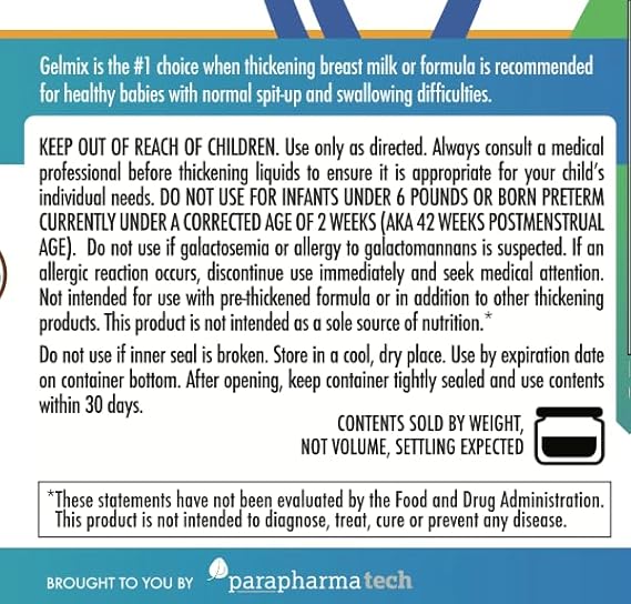 Gelmix Infant Thickener for Breast Milk & Formula, 4.4 oz Jar