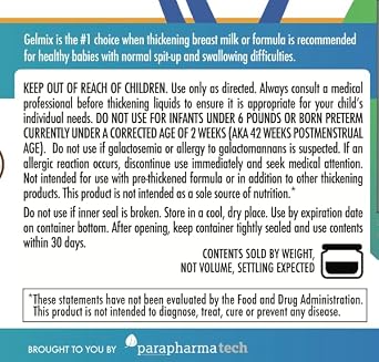 Gelmix Infant Thickener for Breast Milk & Formula, 4.4 oz Jar (Pack of 2)