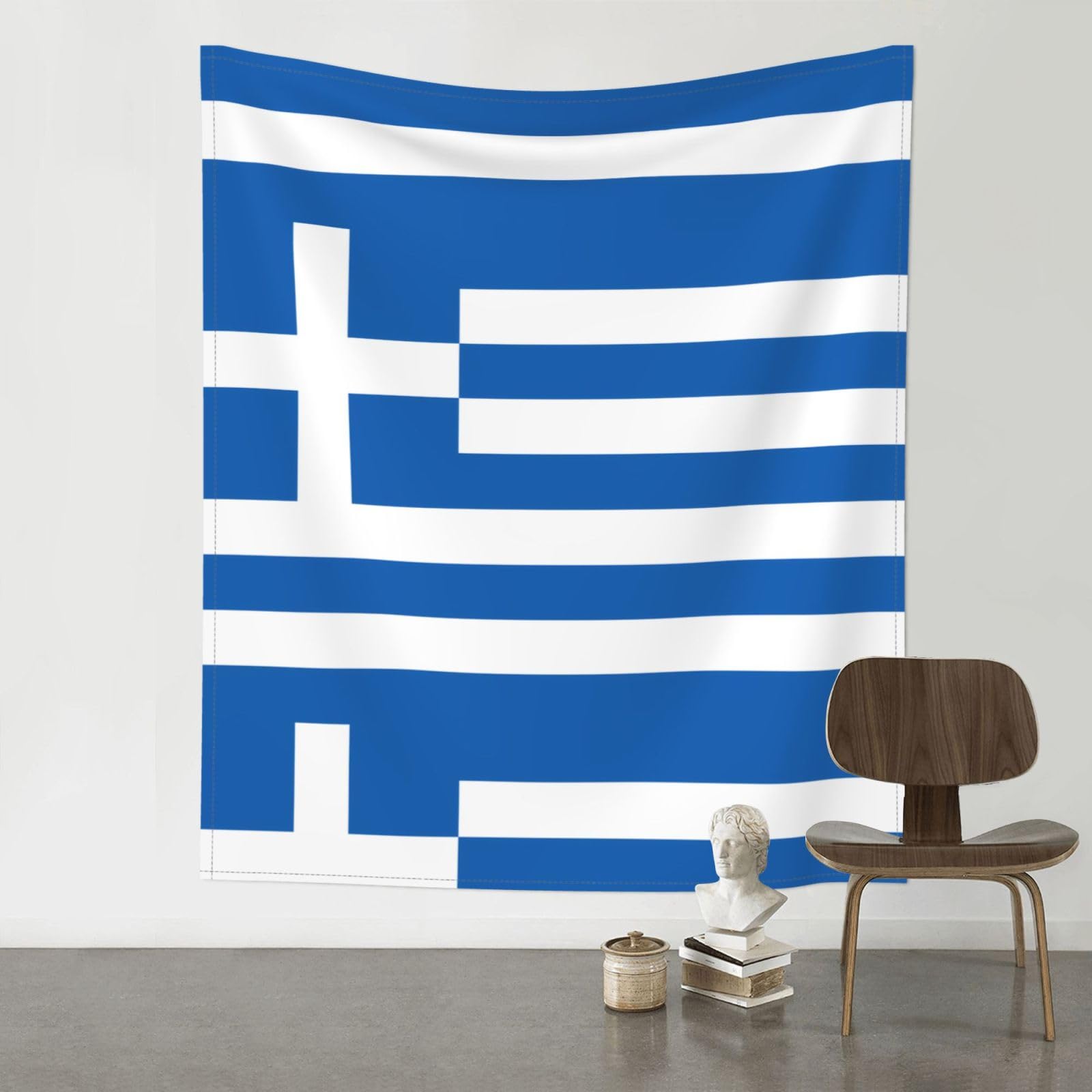 YYHWHJDE Greek flag Prints 60x51in Wall Tapestry – High-Grade Polyester Throw for Dorm, Beach & Home Decor