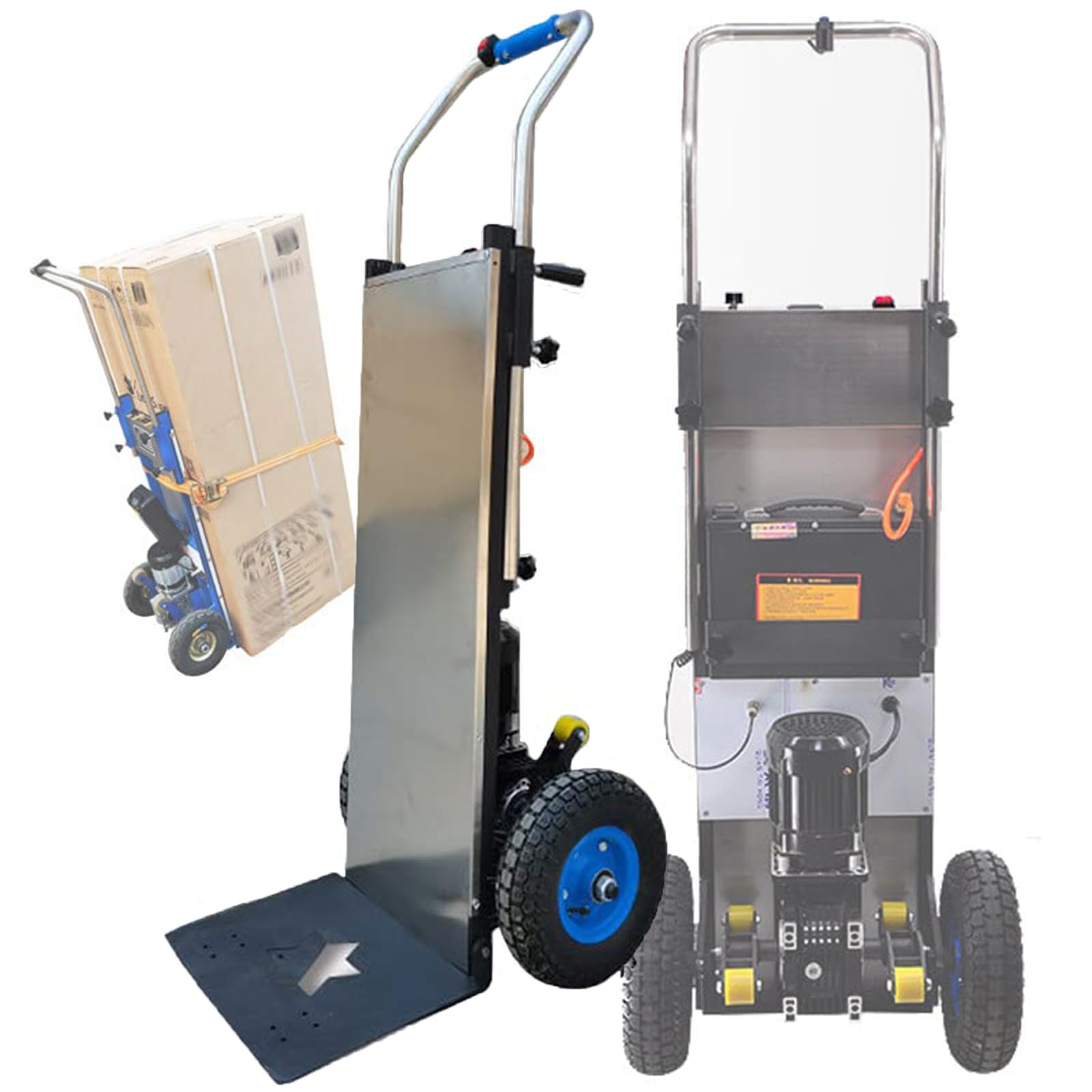 1200W Electric Stair Climbing Cart Professional Hand Trolley with Brushless Motor, Large Capacity Battery, Adjustable Height and Speed, Load Capacity 400kg