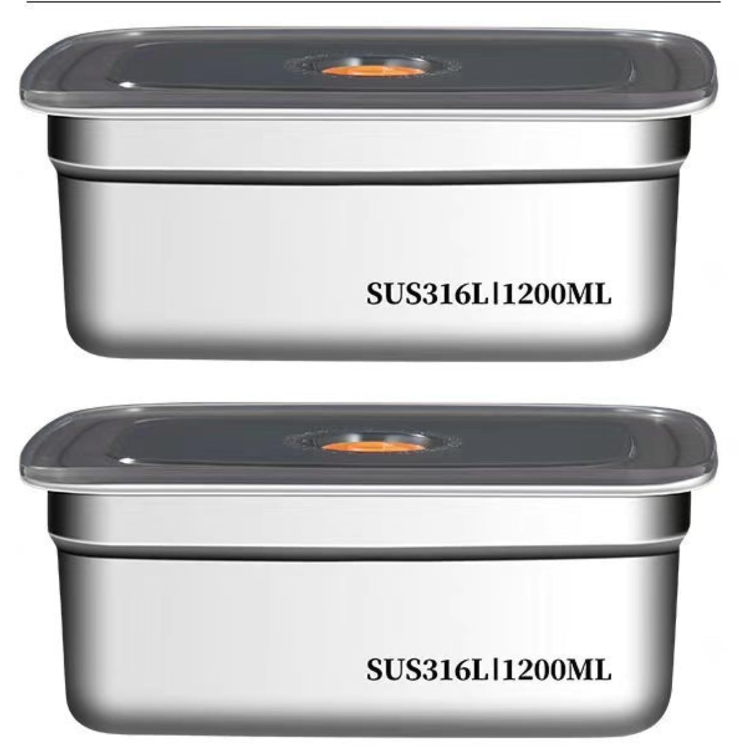 EVIRA Fridge Storage Box 316 Stainless Steel Food Storage Containers | Food Grade, Leakproof Kitchen Organizer | Freshness Locking, Microwavable & Freezer Safe (1200 ML - 2 PCs)