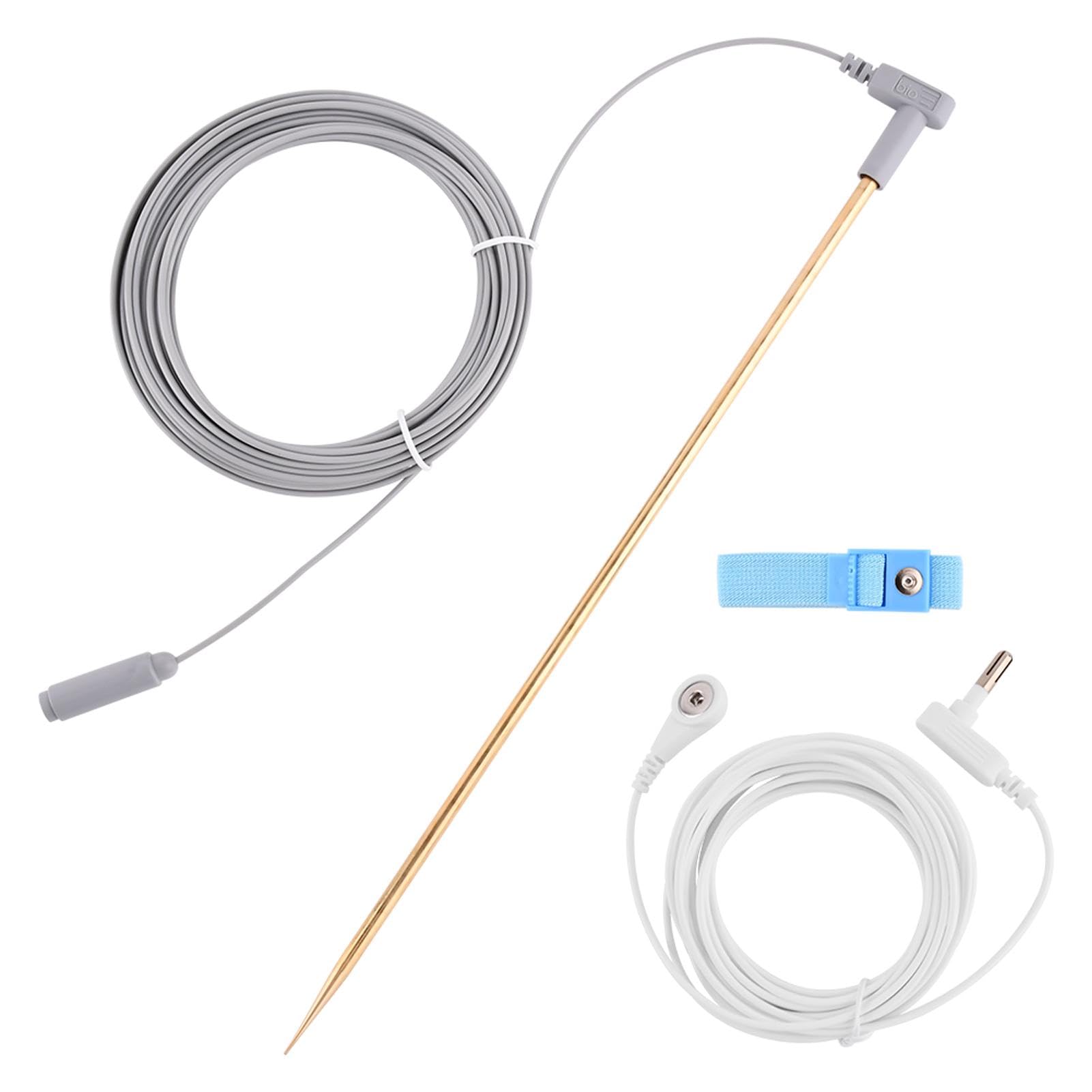 Copper Grounding Rod with 40ft Female Ground Cord 15ft Male Wire, Portable Ground Rod Kit for Grounded Earth Connected Products(COLOR:11.81inch Rod)