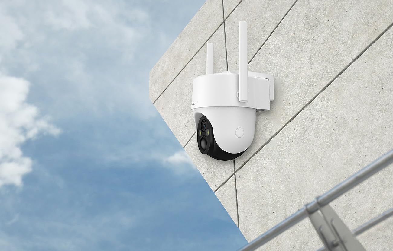 7links Telecamera di Sorveglianza 4G LTE da Esterno con Batteria, 2K, Pan Tilt, IP65, Audio Bidirezionale, Bianca