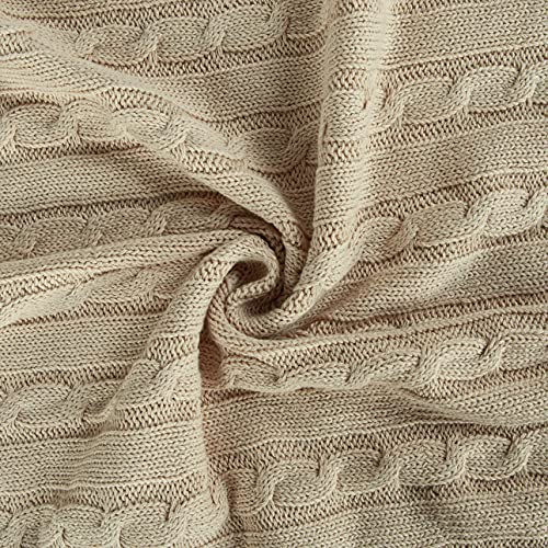 Image of NTBAY 100% Pure Cotton Cable Knit Toddler Blanket, Super Soft Warm Breathable 30x40 Baby Blanket for Crib, Stroller, Nursery, Travel, Newborn, 30x40 Inches, Apricot