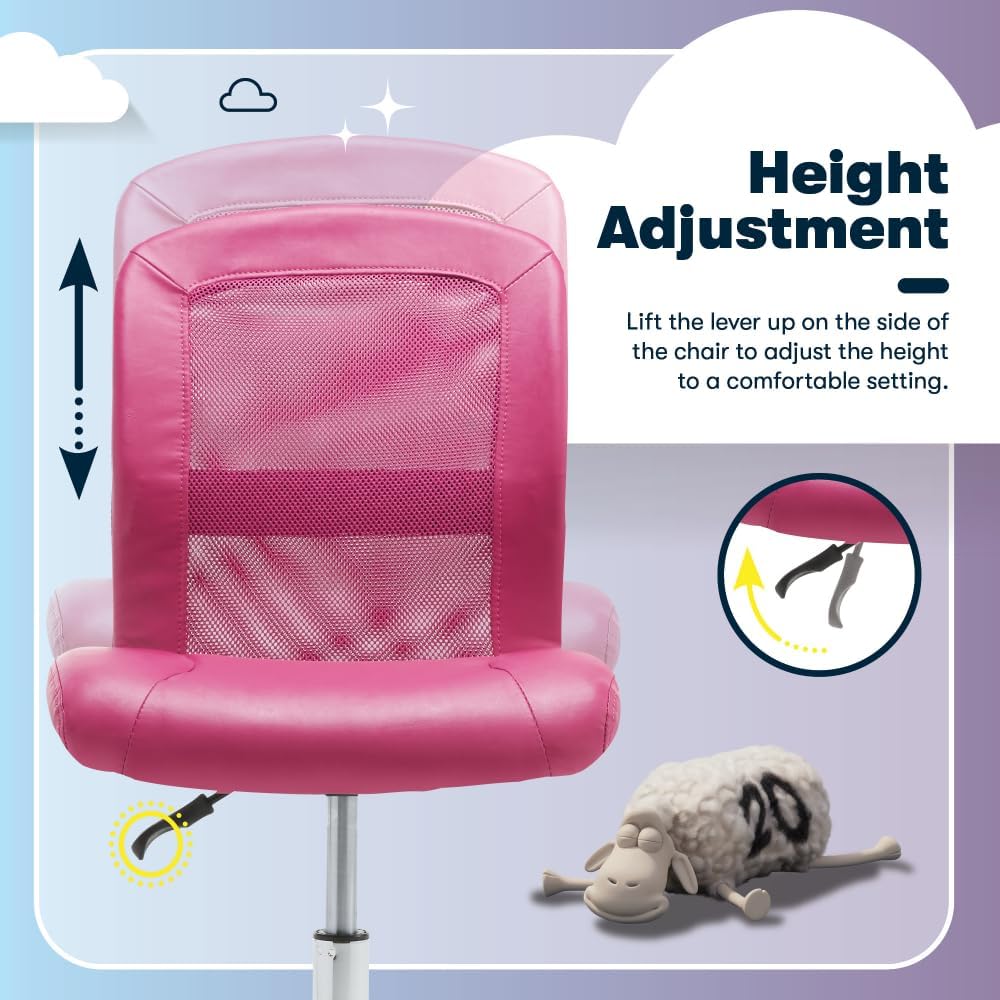 Diagram showing height adjustment lever on Serta chair