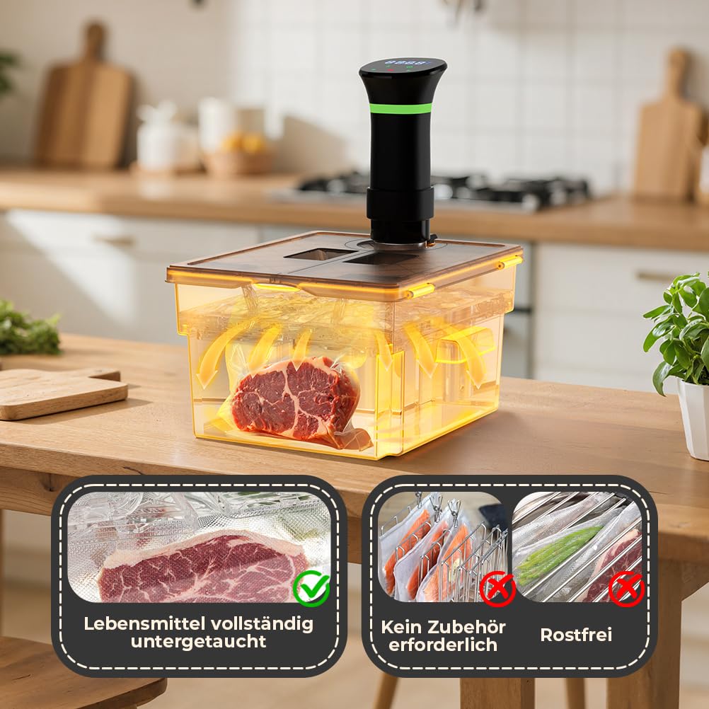 Sous Vide Behälter mit Deckel und eingebautem Rost 11L Grau Doppeltür-Design Sous Vide Topf für die meisten Sous Vide Garer