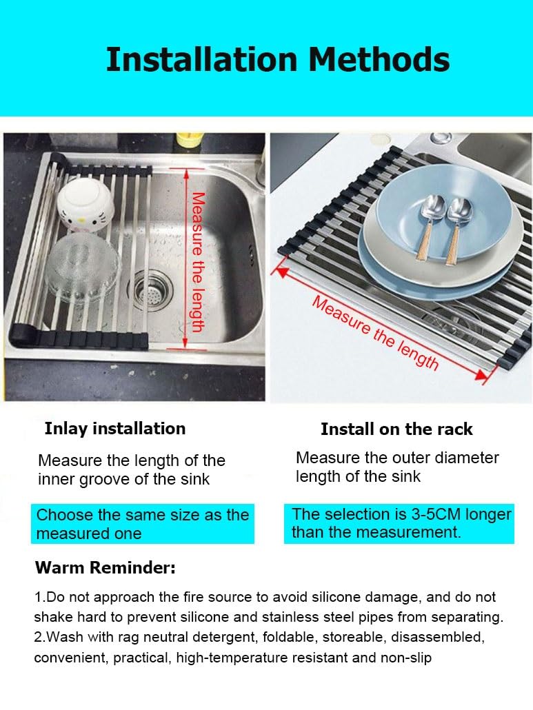 Escurridor de Platos Enrollable y Plegable, de Acero Inoxidable, portátil y Resistente al Calor, para encimera de Cocina.