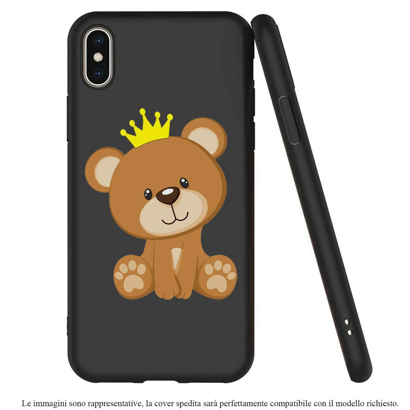 Mixroom Cover Per IPhone 8 In Silicone TPU Nero Opaco - Fantasia Gattini Micio 801 - Morbida E Protettiva