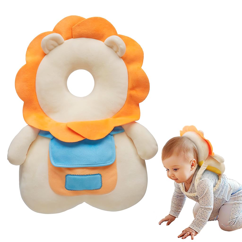 ZIBUYU® Baby Head Protector Cute Soft Cotton Cushioning Baby Head Protector Backpack Built in Squeeze Sound Toy Toddler Head Safety Backpack for Walking, 20x30cm