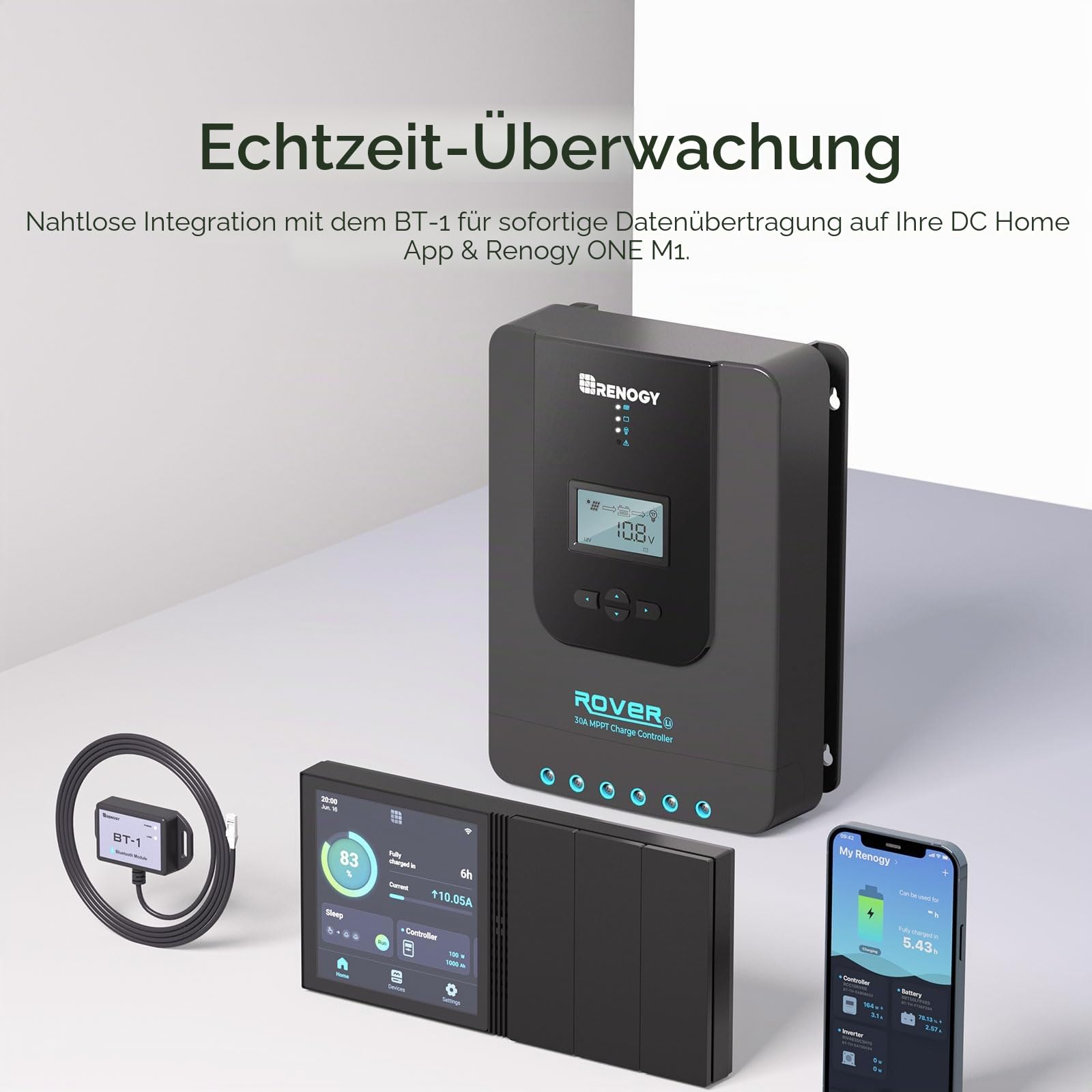 Renogy 20A 12/24 V MPPT Solarregler Solarmodul Laderegler mit LCD-Bildschirm