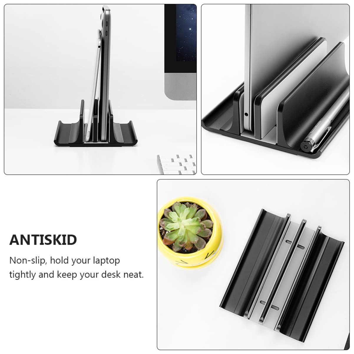 Supporto Verticale Per Laptop Lega Di Alluminio Con Base Di Raffreddamento Stabile e Portatile Compatibile Con Laptop e Tablet Per Risparmio Spazio e Ventilazione Efficiente