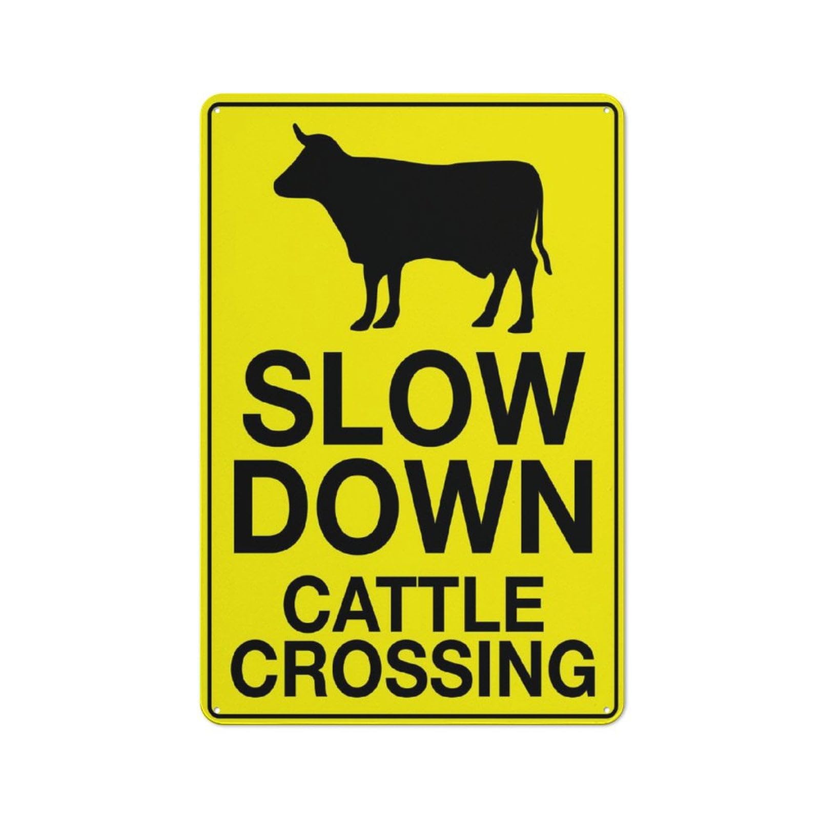 Peiyeety A02 Slow Down Cattle Crossing Icon Sign 12X16 Inches Rust Free Aluminum Easy To Read & Sturdy Keepoutdoor Metal Signs For Home Farm Yard