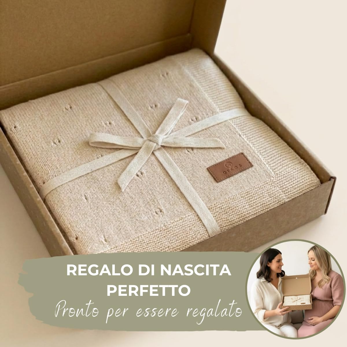 DIKOS Coperta per neonati GOTS in cotone biologico Ajour lavorata a maglia Coperta per neonati per neonato Ragazza Ragazzo Coperta in maglia in maglia Coperta per Battesimo